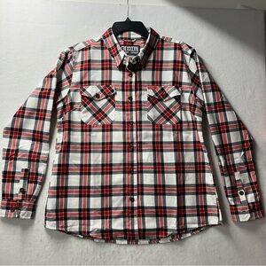 Dixxon Bell Collaboration Flannel Shirt Women Size XL Red White Black